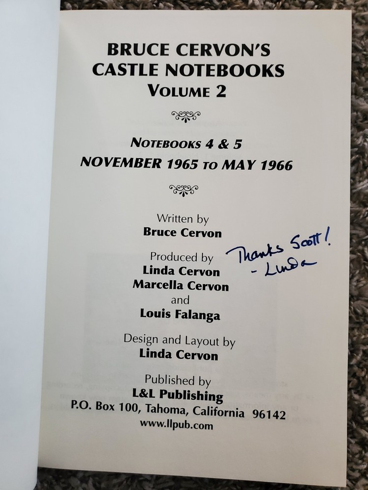 Bruce Cervon Castle Note Books Volume 2-5