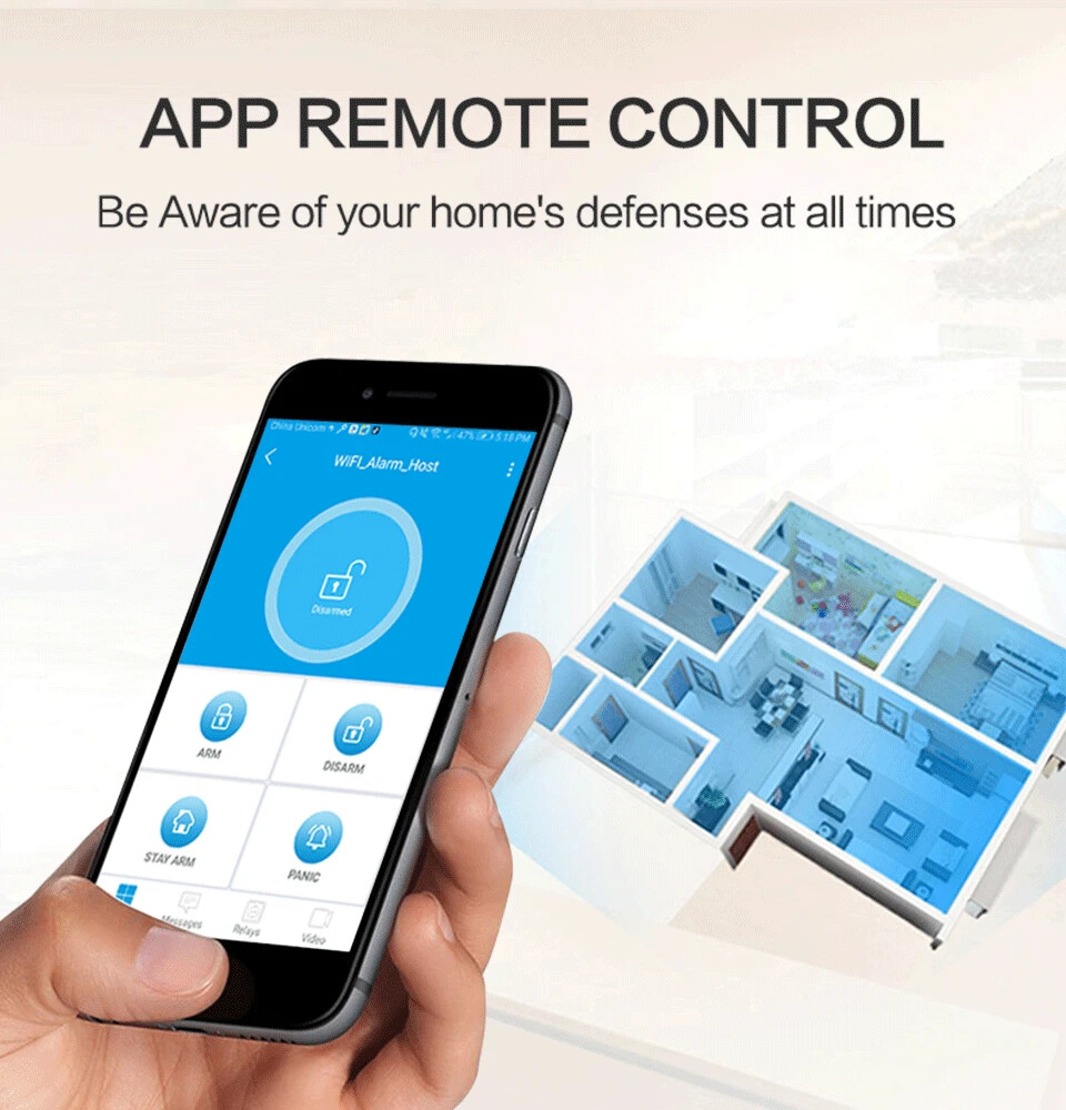 WiFi Alarm System for Home Security Wireless Solar Siren Support Remote Control