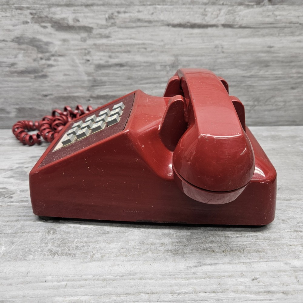 Western Electric Red Desk Table Top Touch Tone Dial Push Button Phone UNTESTED
