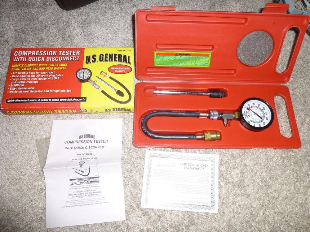 U.S. General Compression Tester With Quick Disconnect 92720 Excellent In Box