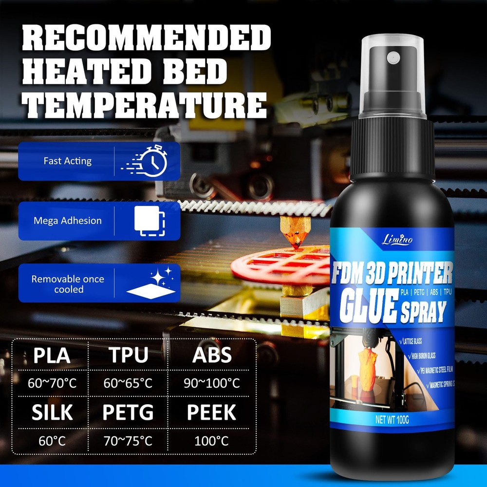 3D Printer Adhesive - 3D Print Glue Spray, Perfect First Layer Adhesion,
