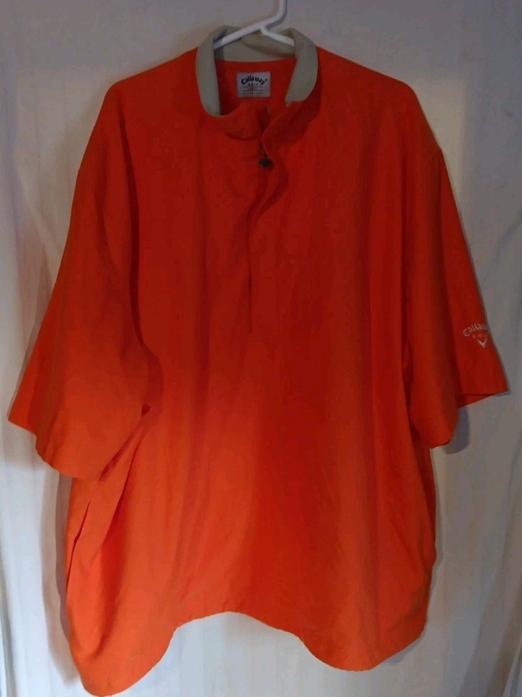Callaway Golf Men XL Orange Pullover Jacket 1/2 Zip Outerwear Brushed Microfiber