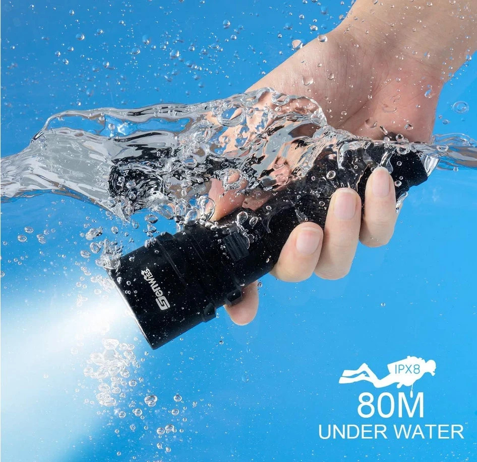 Genwiss Dive Light with lock function, Diving Flashlight Underwater Lights