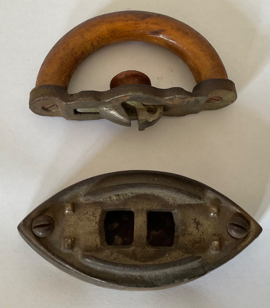 Antique Metal Iron with Removeable wooden Handle