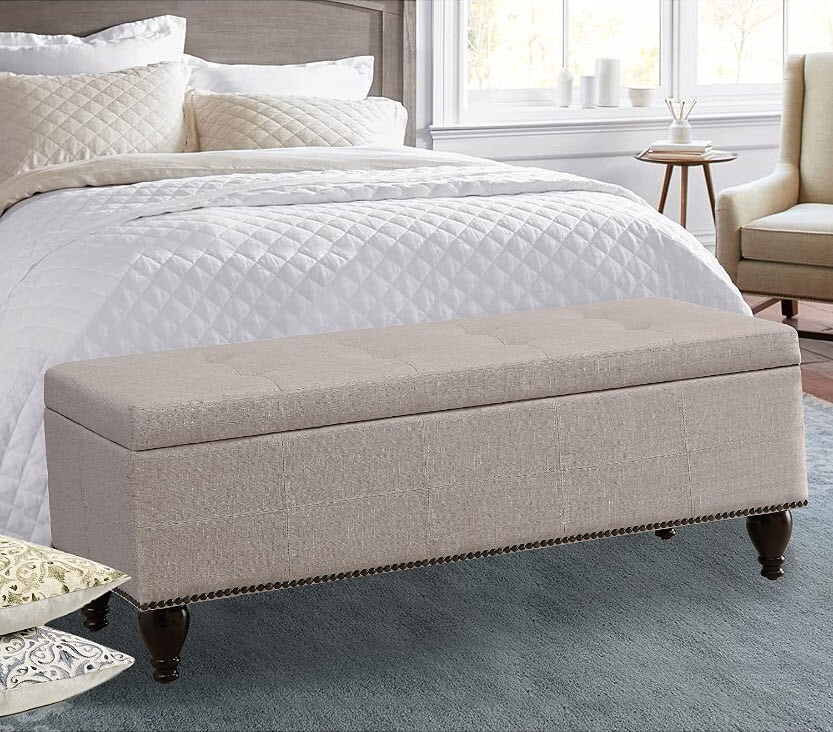 Rosevera Berta Upholstered Tufted Top Nailhead Rectangular Bench