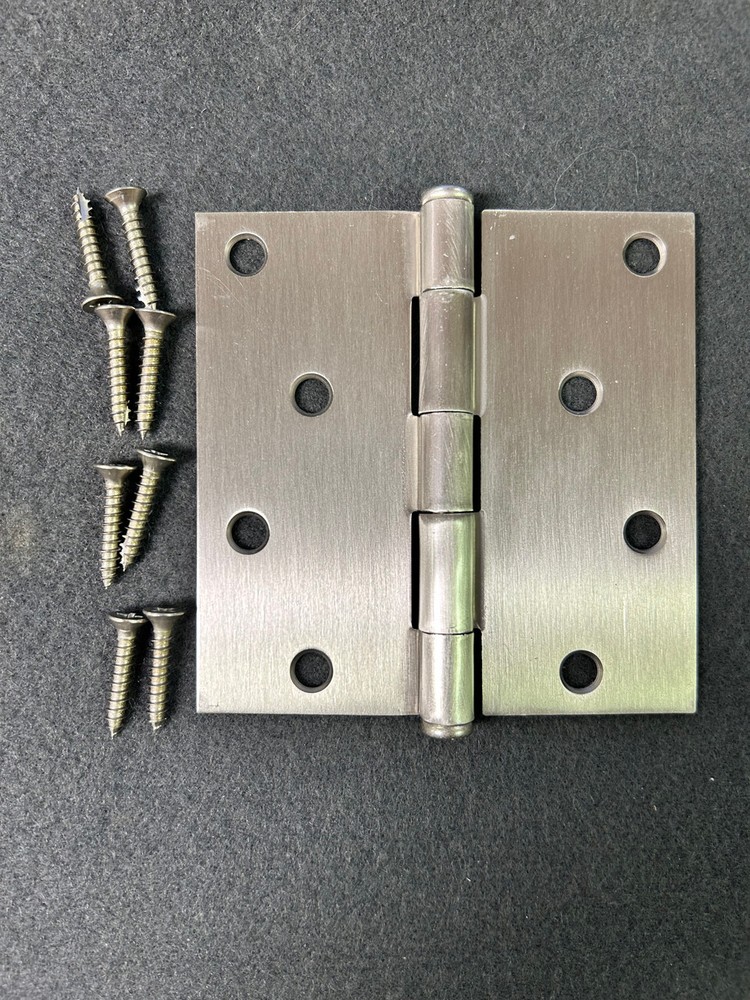 4" Square Corner Hinge Brushed Satin Nickel