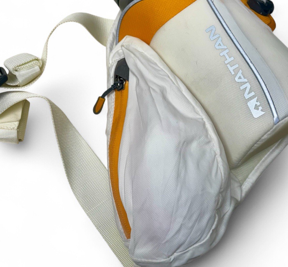 Nathan Elite Hydration Belt Adjustable With 22oz Bottle Orange & White