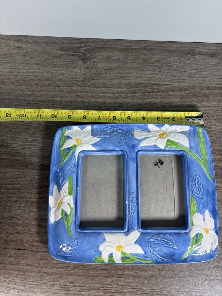 Vintage Ceramic Blue And White Picture Frame