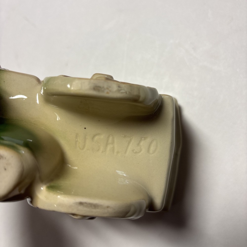 Vintage Shawnee Pottery Boy Pulling A Cart Flower Planter