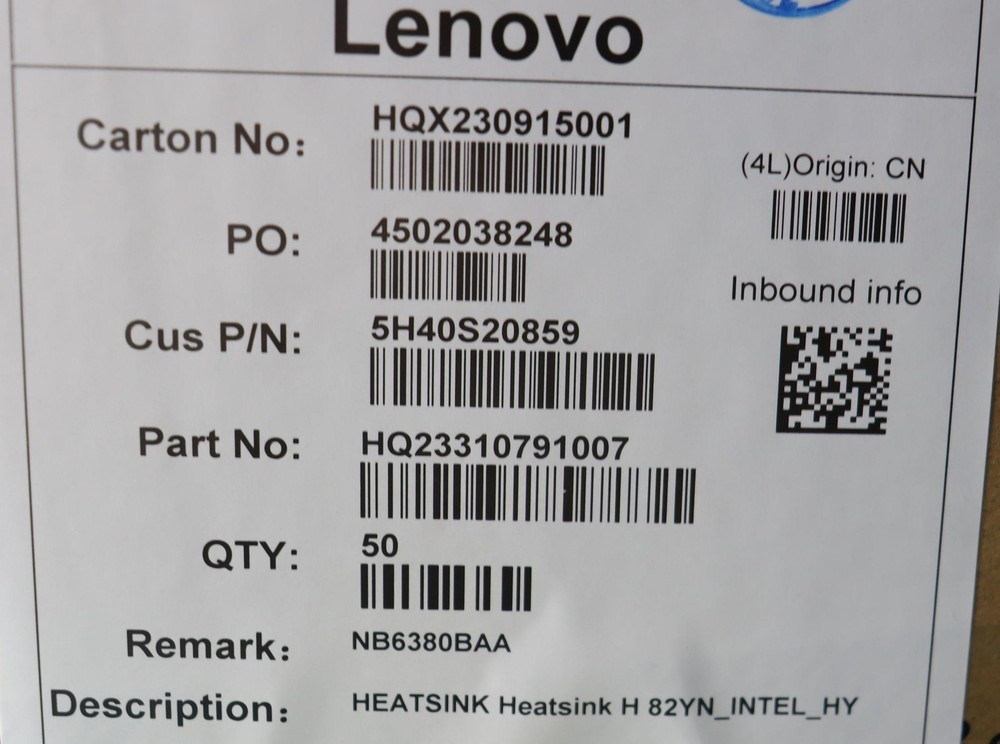 5H40S20859 Heatsink H 82YN_INTEL_HY