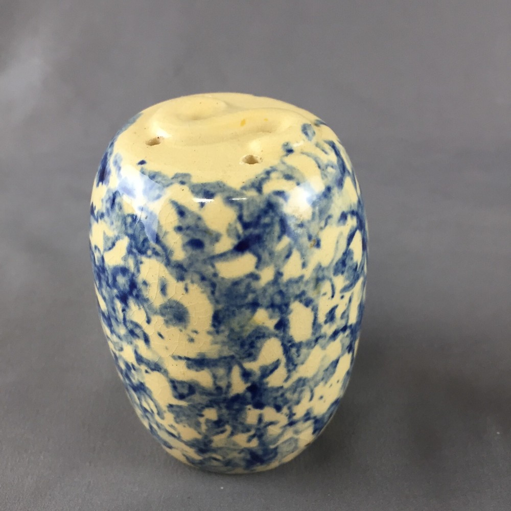 Vintage Blue Spongeware Ceramic Pottery Replacement Single Salt Shaker Only