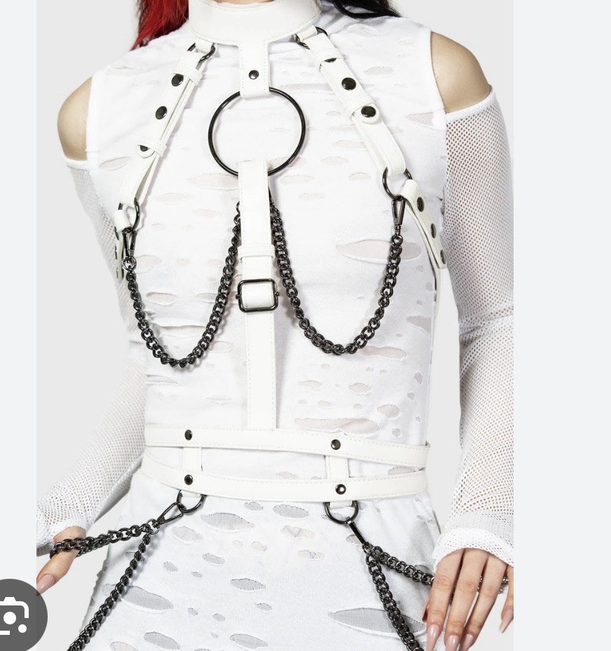 WHITE FAUX LEATHER BAPHOMET BONES HARANESS KILLSTAR