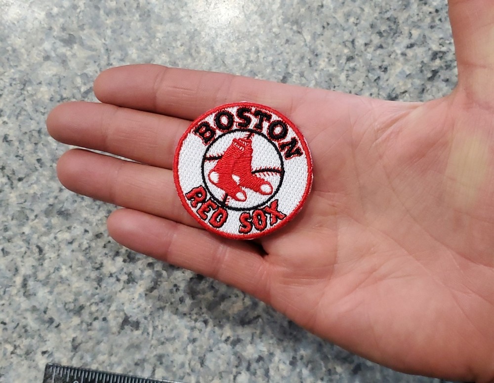 Boston Red Sox Round Style Patch. Embroidered. Iron On Backing. 2"