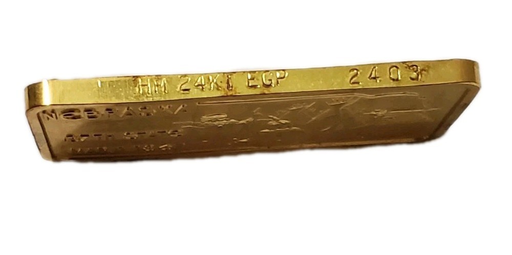 1 Oz Silver 37TH State NEBRASKA Gilded Bar.