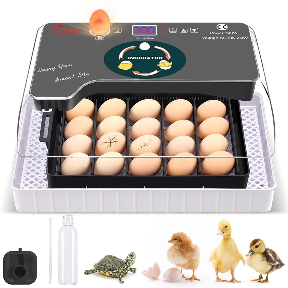 12 Egg Incubator - Automatic Egg Turner, Temperature Control, Built-In Candler,