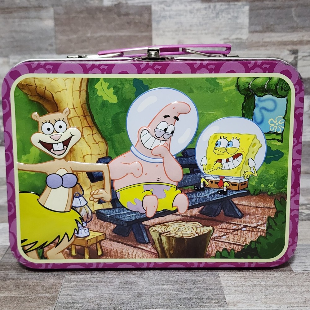 Spongebob Squarepants Tin Box Co. 2005 Tin Lunch Box Pail Embossed