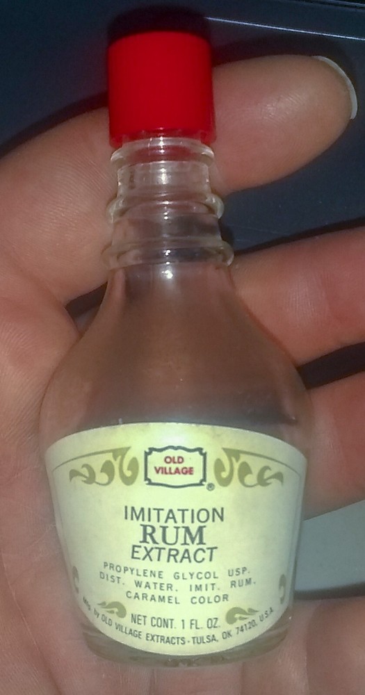 VINTAGE OLD VILLAGE IMITATION RUM EXTRACT EMPTY 1 OZ. BOTTLE
