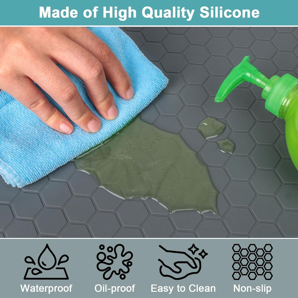 Waterproof under Sink Mat, 28" X 19" Silicone under Sink Mats for Kitchen, under