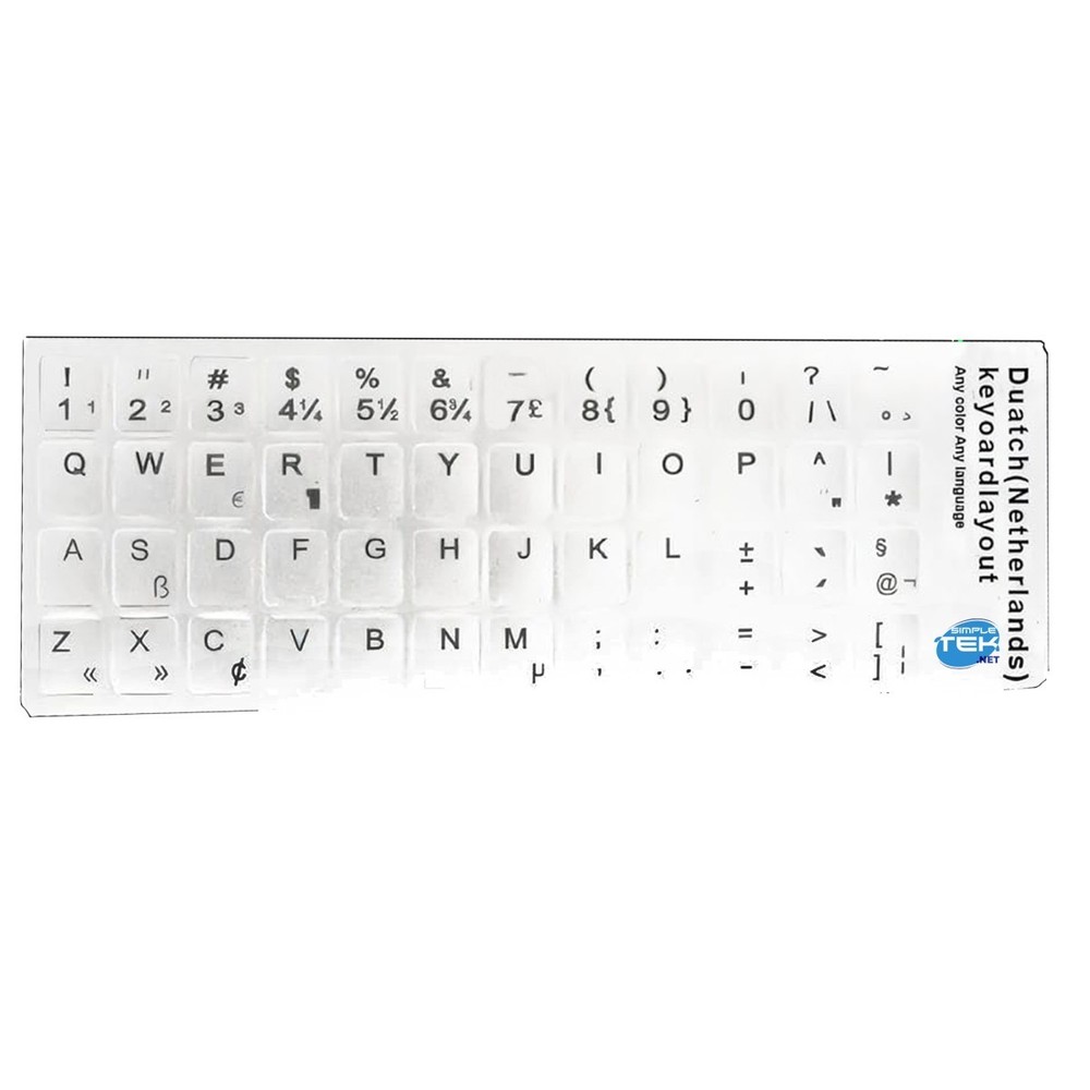White Keyboard Stickers Layout Qwerty Dutch Duatch Nl Be Letters Notebook_