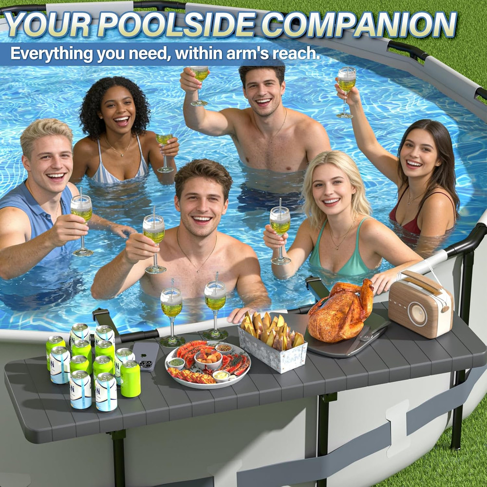 Pool Bar, above Ground Poolside Bar Table, 49.4×9.6" Stable & Large Pool Side Ta
