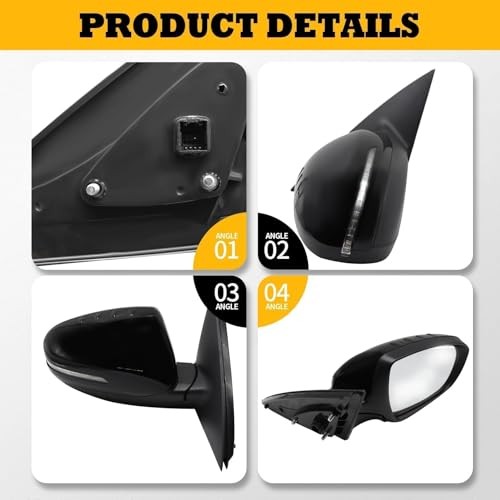 Passenger Side Mirror Assembly Compatible with 2011 2012 2013 Right Black