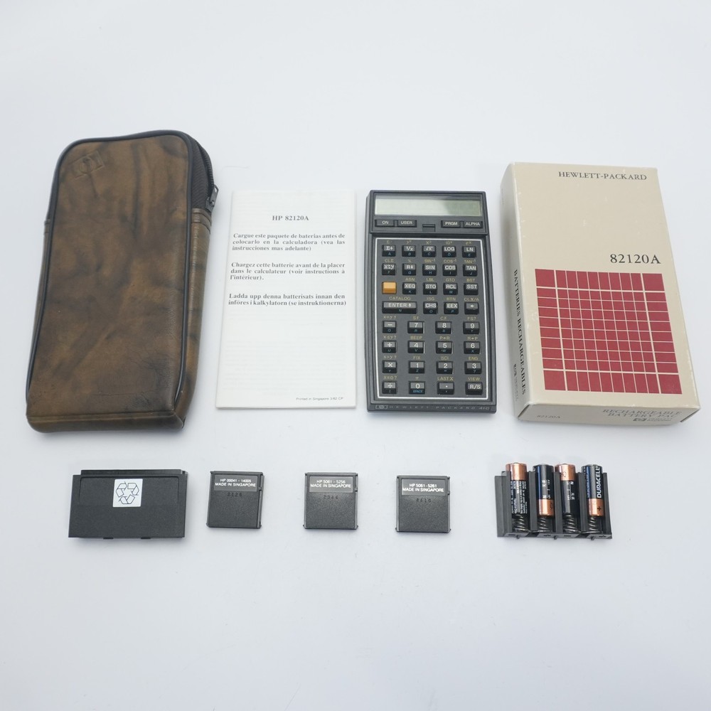 Hewlett Packard HP-41C Calculator Working w/ Case, 3 Modules, Box, Insturctions