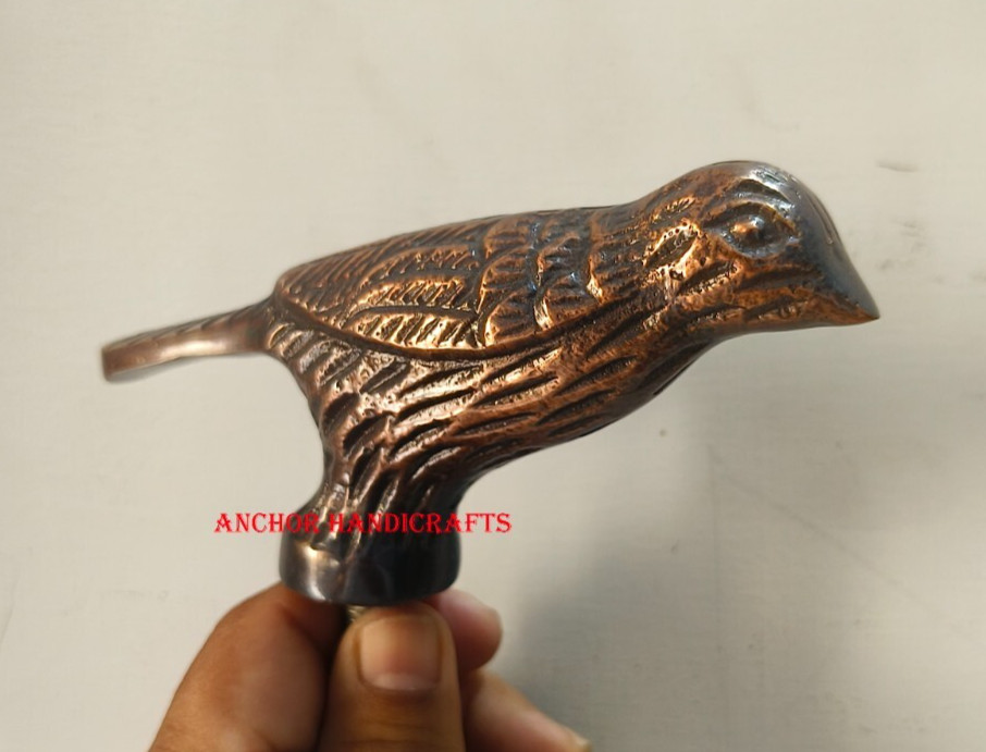 Collectable Handmade Solid Antique Brass Bird Designer walking stick Handle