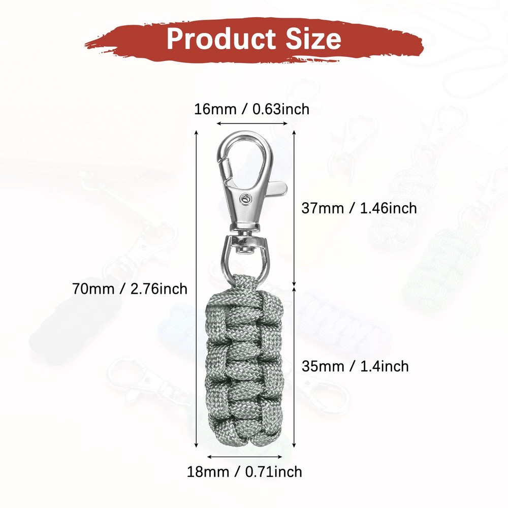 Paracord Zipper Pulls [8PCS] - Paracord Lanyard Keychain - [Gray]