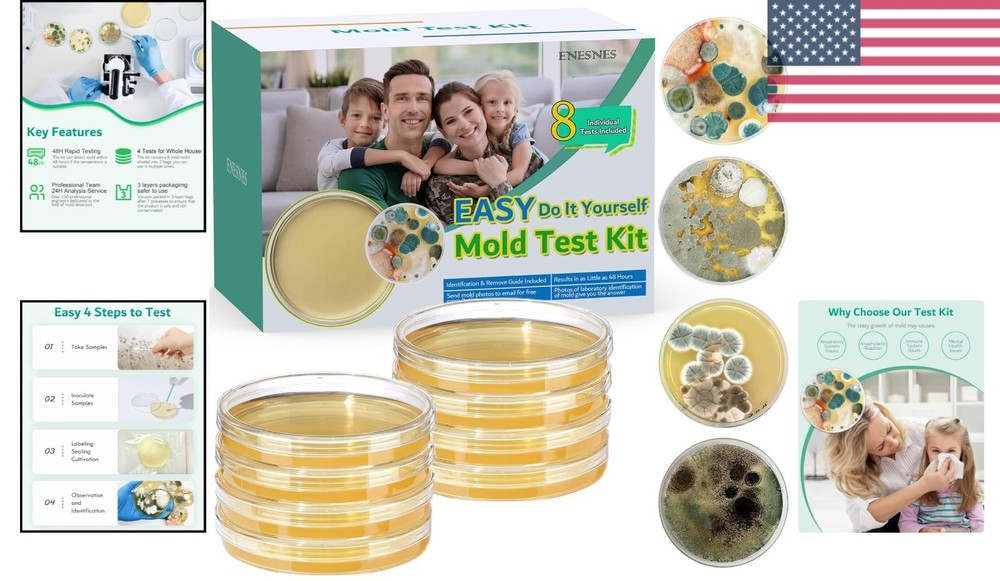 Safe At-Home Mold Testing Kit - 8 Tests, Identification Guide & Expert Support