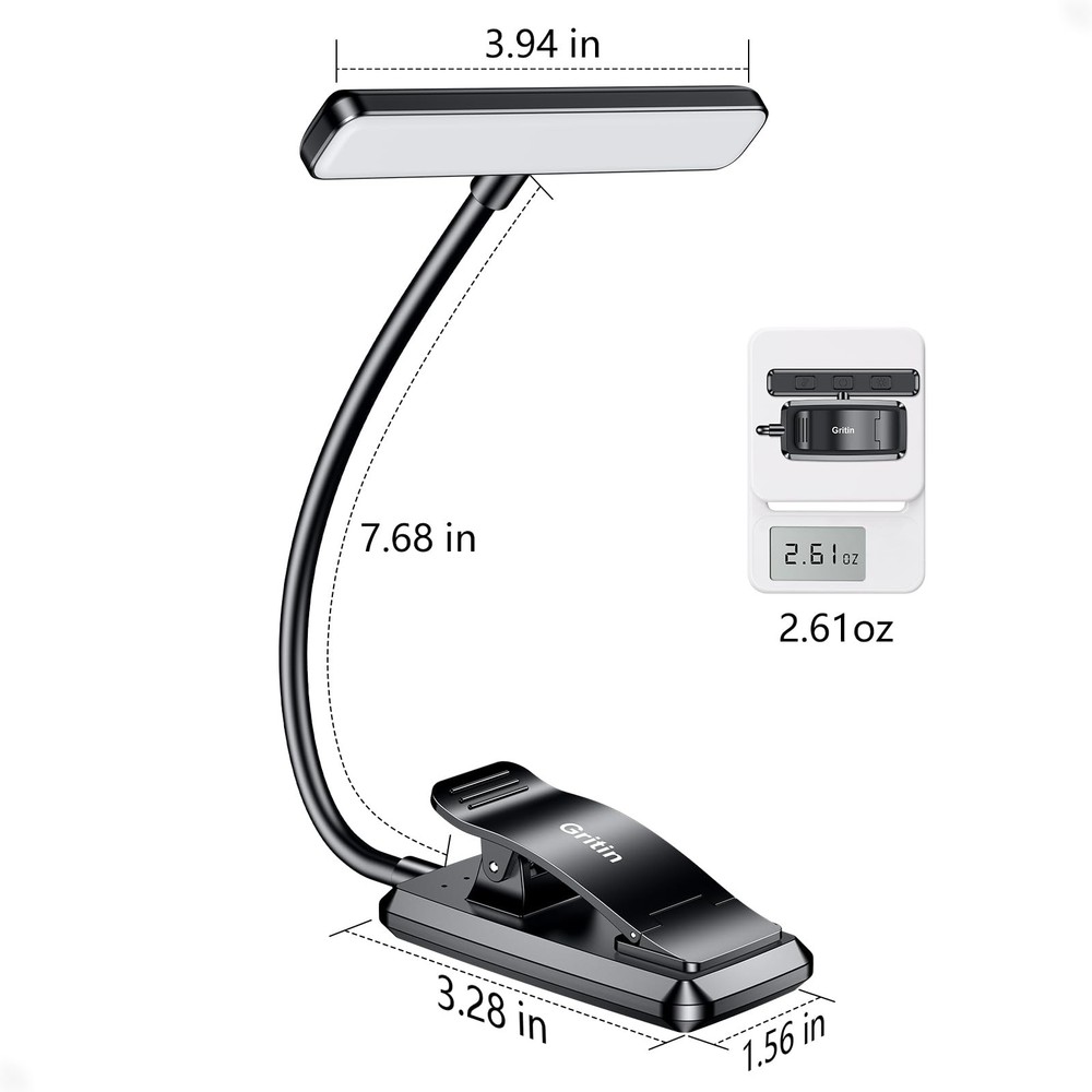 Gritin 19 LED Rechargeable Book Light for Reading in Bed with Memory Function...