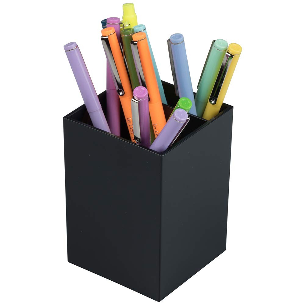 Plastic Pen Holder - Black - Desktop Pencil Cup Sold Individually