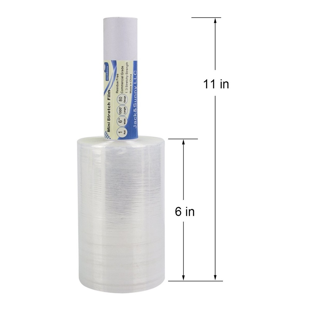 Clear Stretch Wrap 6"×1000' Plastic Roll for Moving 6'' clear,
