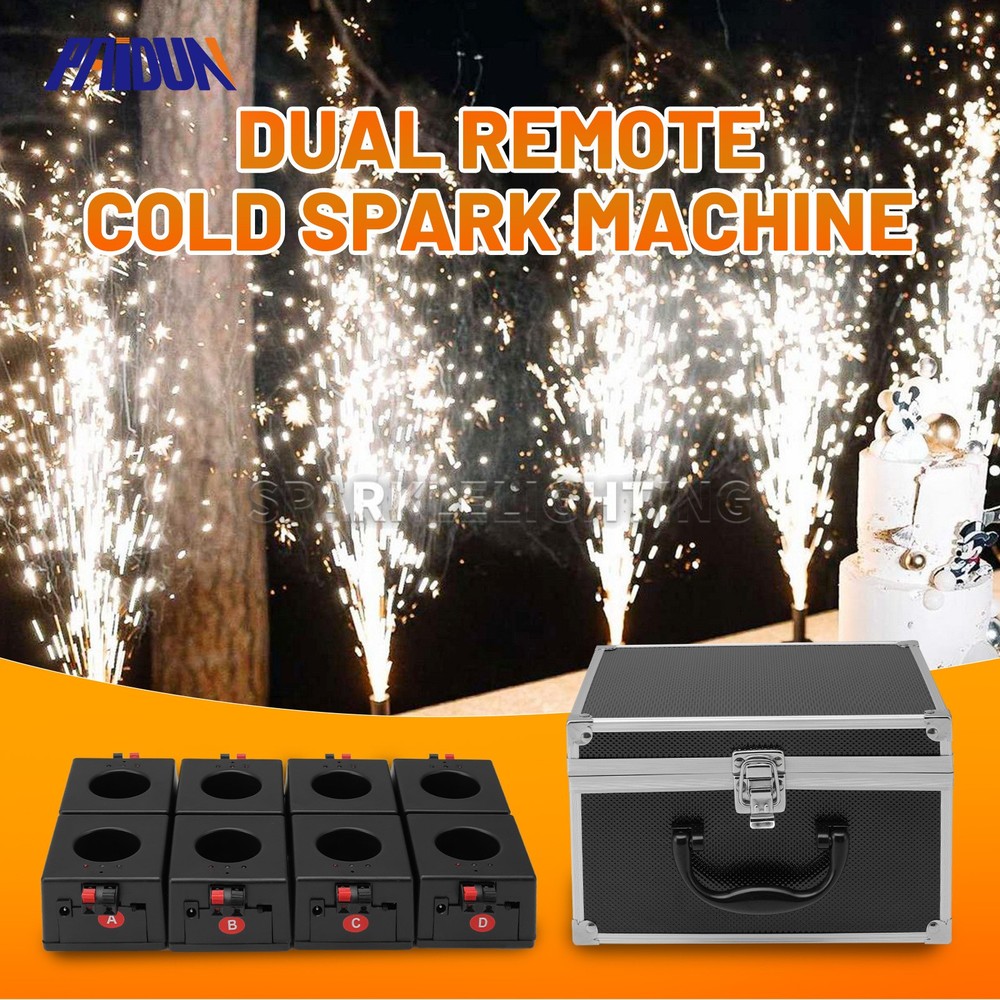 PAIDUN 8PCS Cold Spark Based + 2PCS Remote Controller Firework Effect Machine