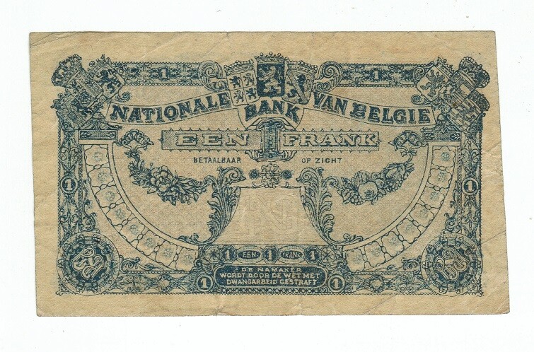BELGIUM BANKNOTE 1 FRANC 1920