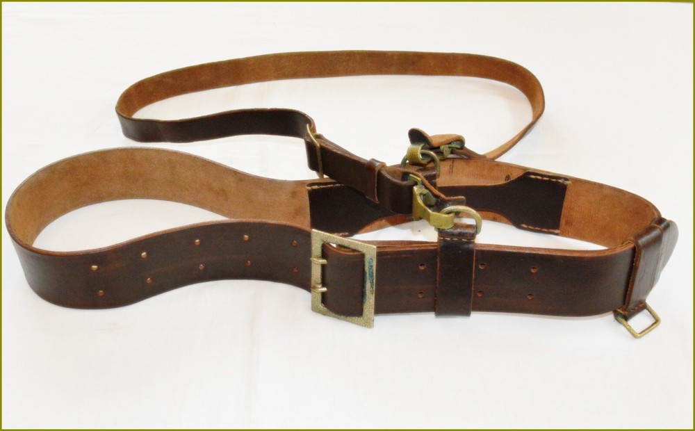 Bulgarian Army officer chestnut leather Belt with Strap