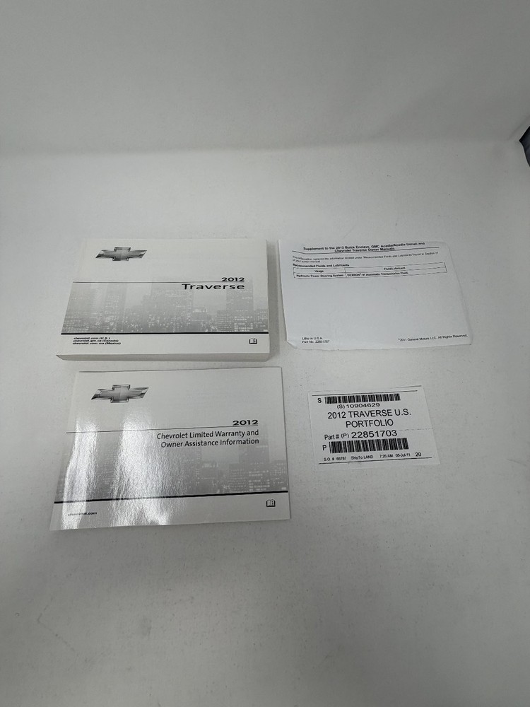 2012 Chevrolet Traverse Owners Manual OEM Complete Set