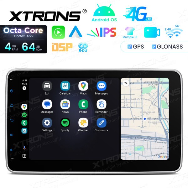 Android Car Stereo Xtrons TID101L 10.1" Double Din Android Car Stereo Octa Cor