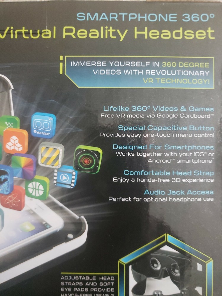 Sharper Image VR Headset 3D 360° Video Box VR Headsets For iPhone Android