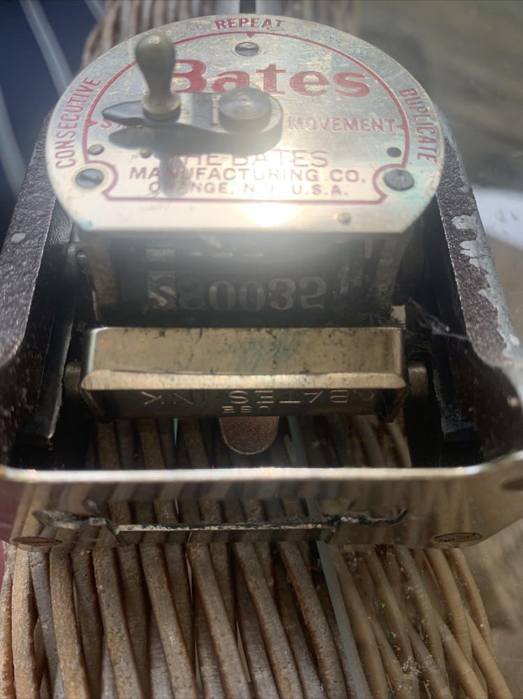 BATES NUMBERING MACHINE- VINTAGE 6 WHEELS STYLE E SETTINGS