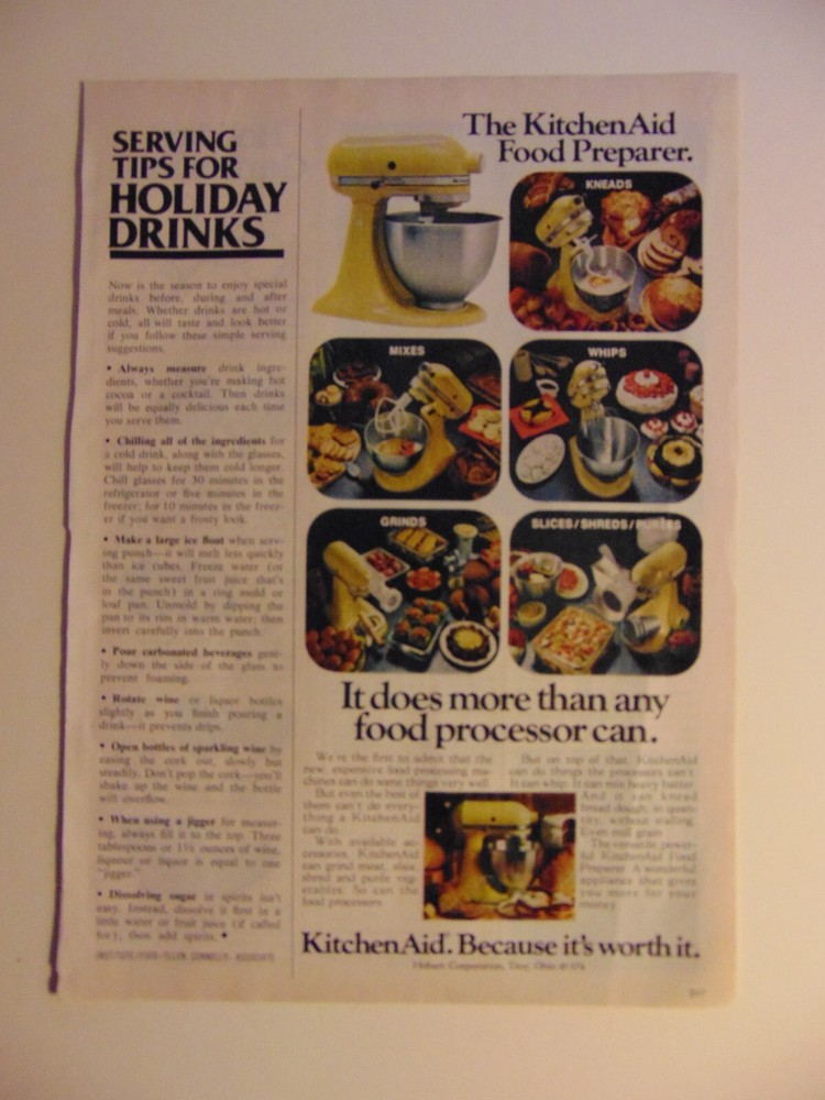 1978 KITCHEN AID FOOD PREPARER  print ad