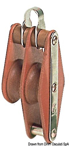 HYE Tufnol block 2 pulleys 14x50mm EBH