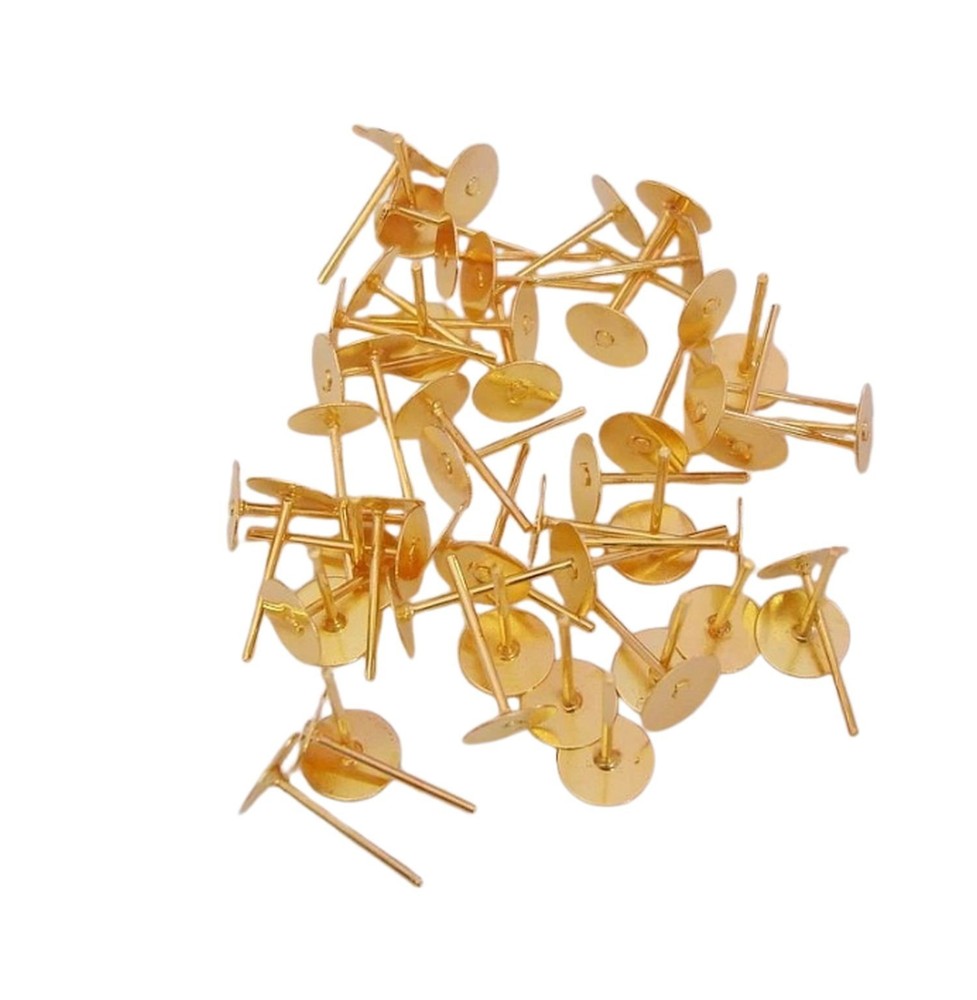 Earstud Ear Stud Earpost Ear Post Flat Pad Bright Gold Plated 6mm-100pcs.