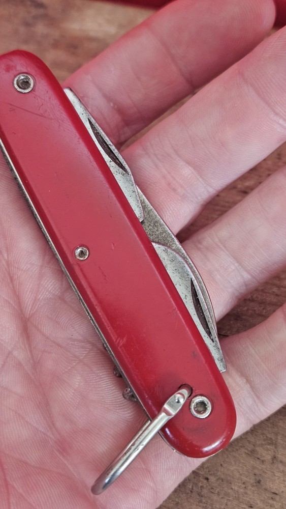 Colonial Multi Tool 1 Blade Red Handle Folding Pocket Knife Prov. USA