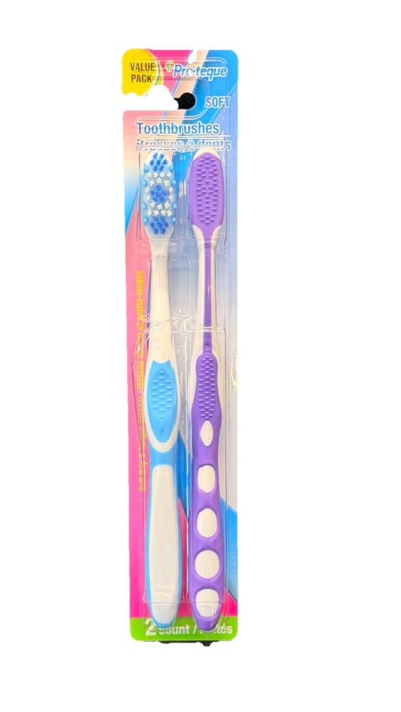 Pro-teque Toothbrushes - Value Pack-Medium, 2 Count, With Interdental Bristles