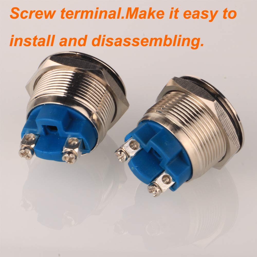 Gebildet 2pcs 22mm Latching Push Button Switch silver-E511