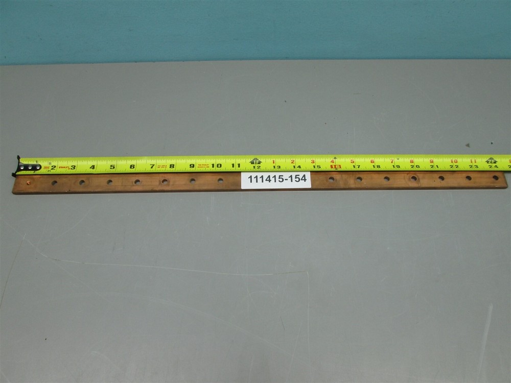 Copper Bus Bar 24 1/2" Long 1" Wide 1/4" Thick Rectangular Drilled