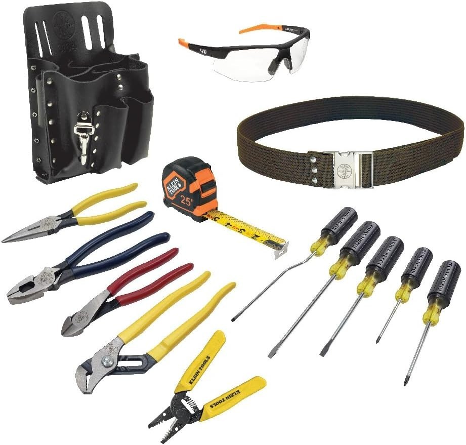 Versatile 14-Piece Tool Set with Leather Storage Pouch & High-Leverage Pliers