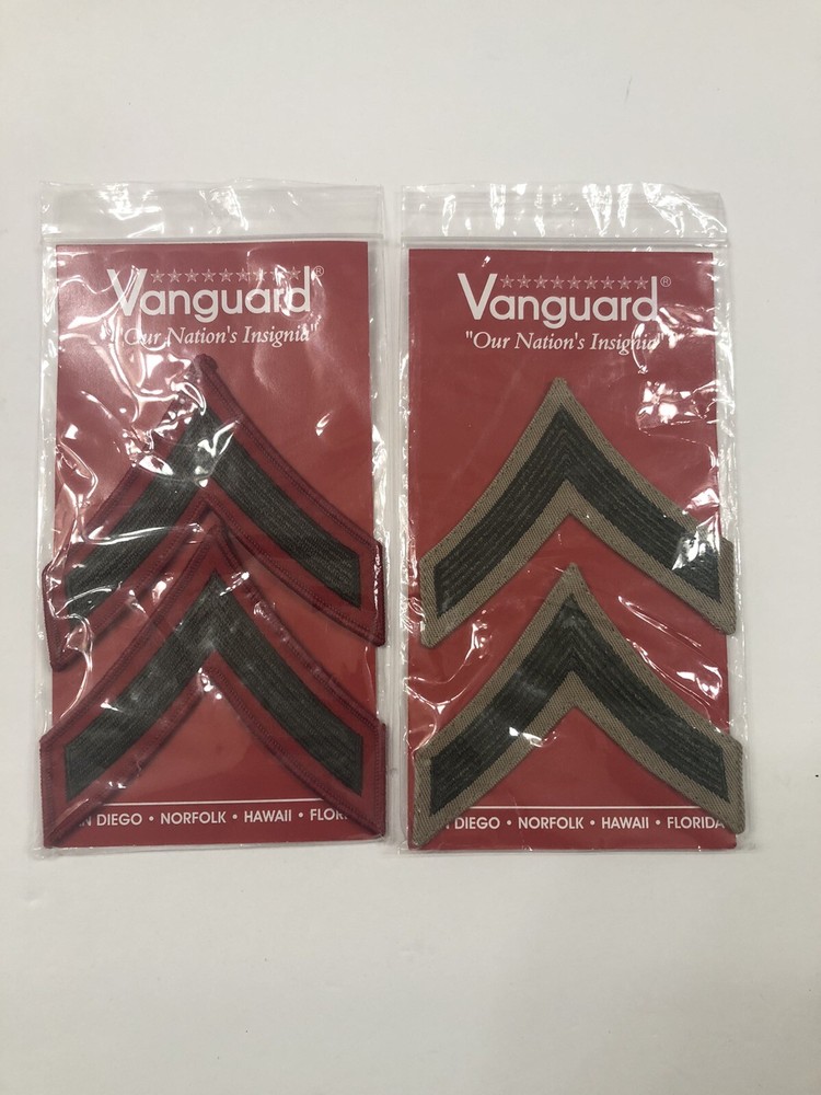 USMC Private First Class PFC Marines Chevrons PATCH set Green / Red & Brown /Red