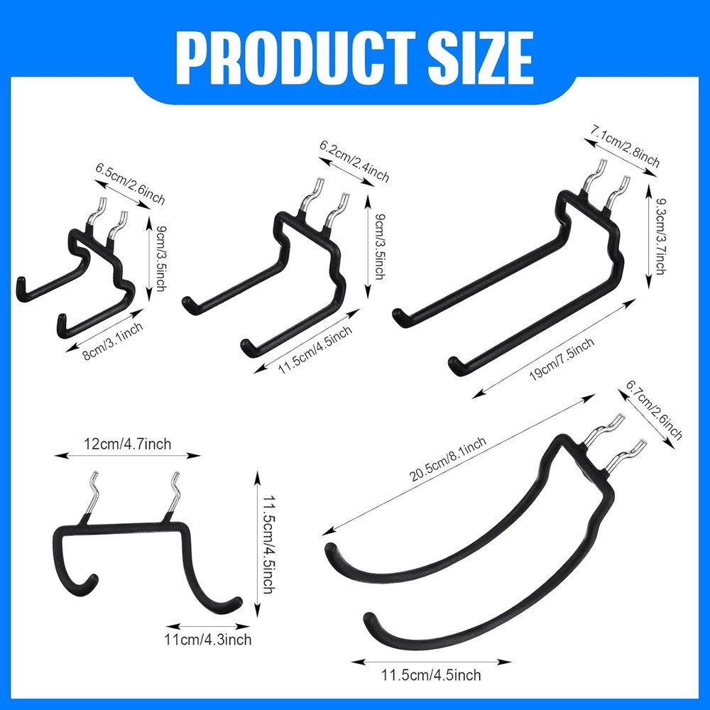 20 Pcs Peg Board Tool Utility Hooks Pegboard Hooks Accessories Heavy Duty Pegboa