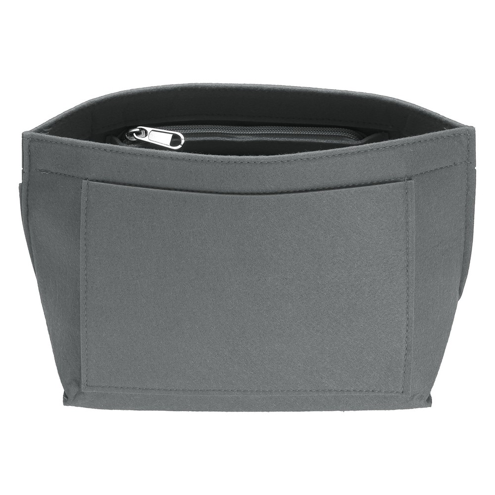 Purse Organizer Insert, Small Felt Handbag Organizer with Zipper, Light Gray